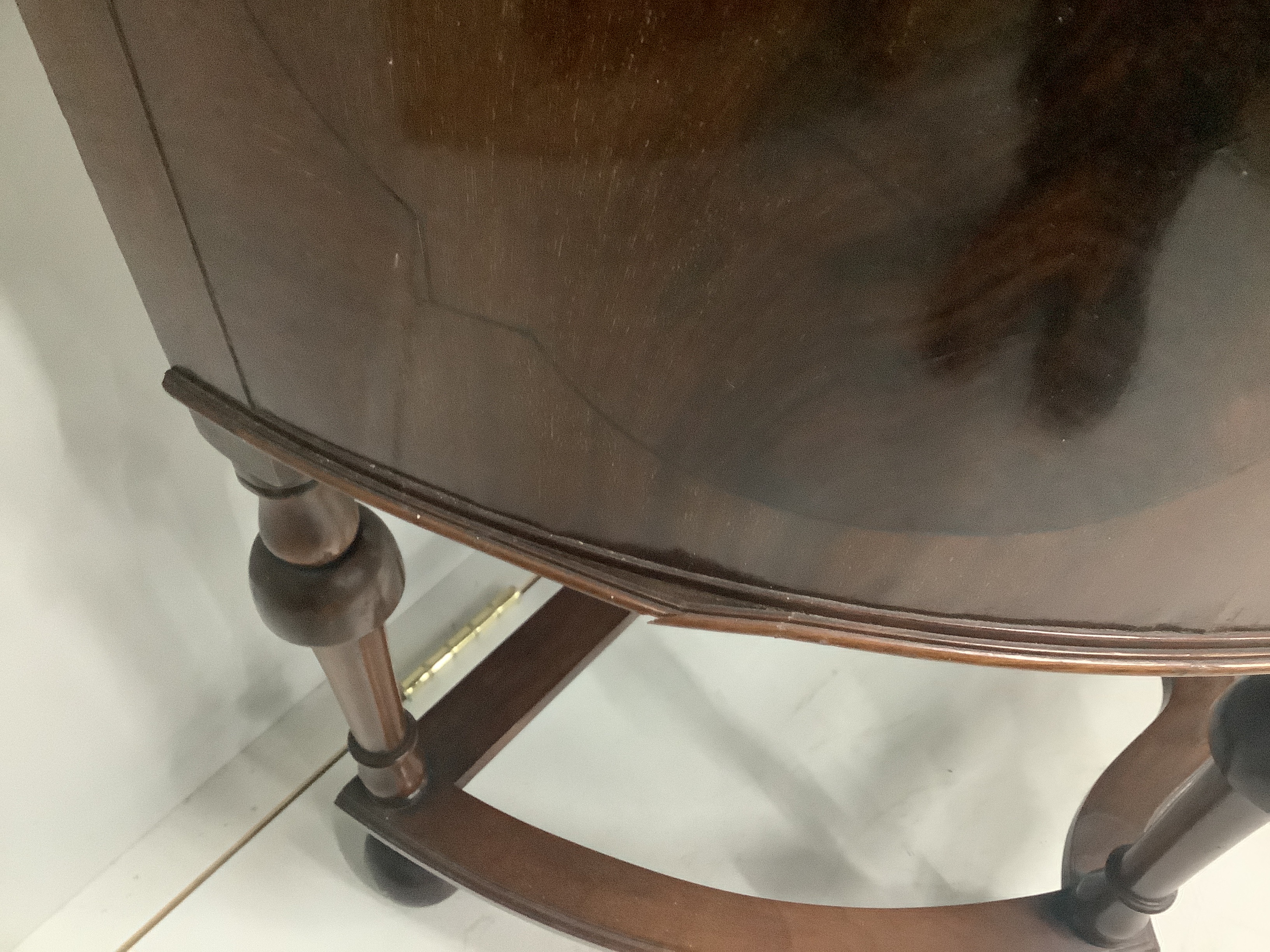 An Edwardian mahogany bow fronted glazed china display cabinet, with cupboard under, width 97cm, depth 44cm, height 181cm